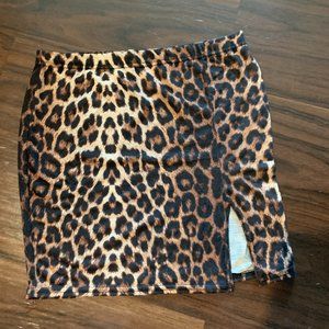 Nasty Gal Leopard Print Mini Skirt with Slit